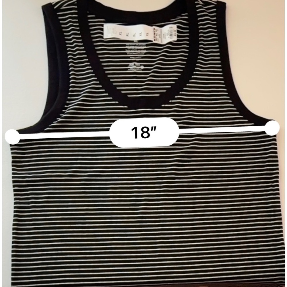 Nine West Tank Top Women XL Black New Striped Soft Spun Scoop Neck Ribbed Tank - Picture 7 of 8